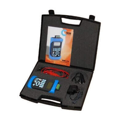 Calibrator, battery charger, test leads, manual in kit case