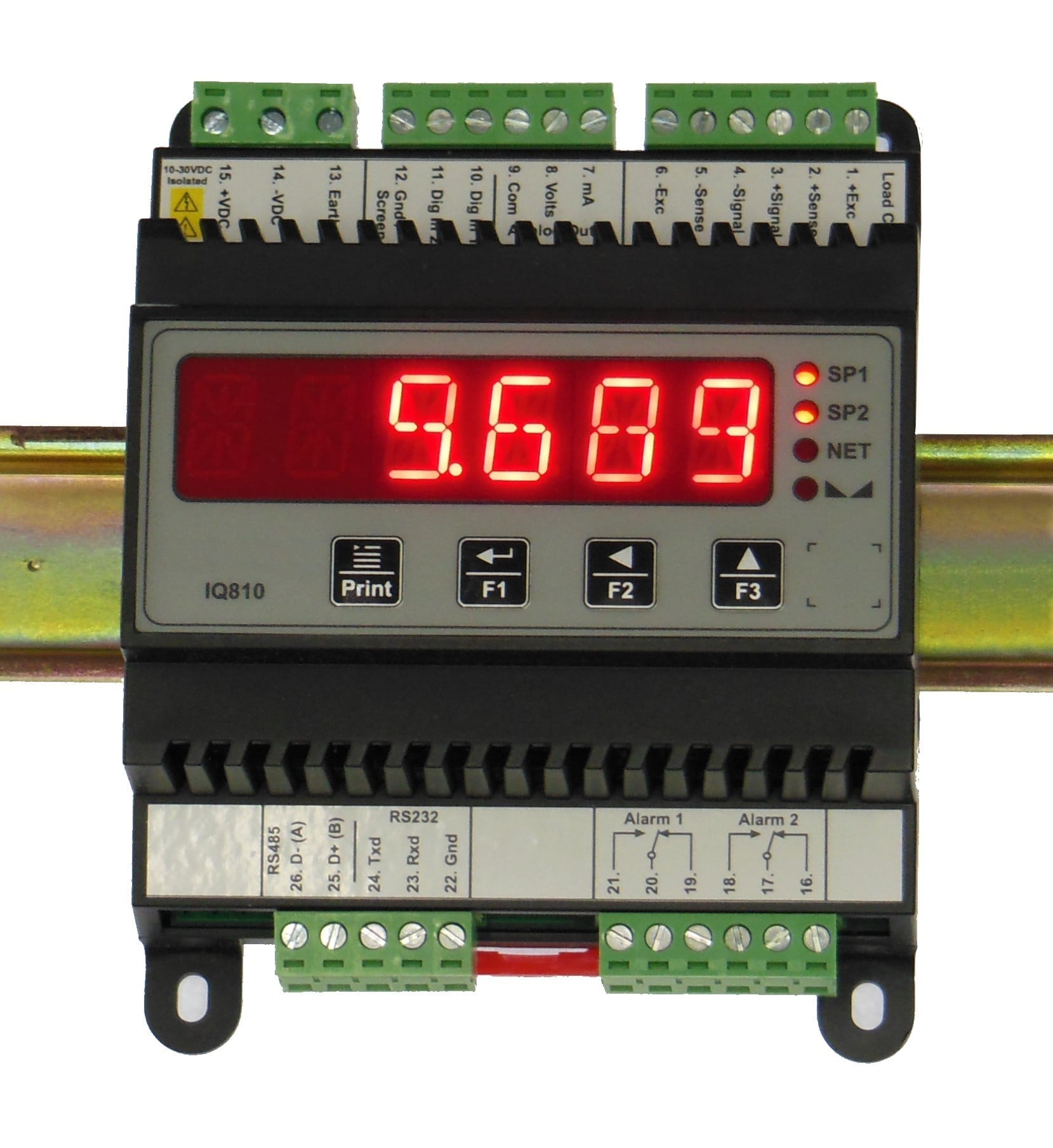 LED display and transmitter with analogue and serial outputs for strain gauge load cells
